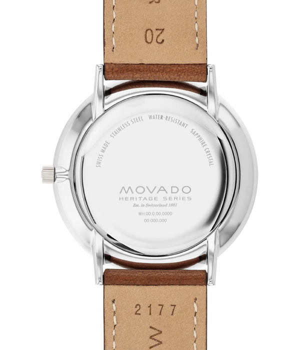 Movado SILHOUETTE 3650188 Cognac Leather strap/Salmon with Arabic index with index 40mm Unisex Watch