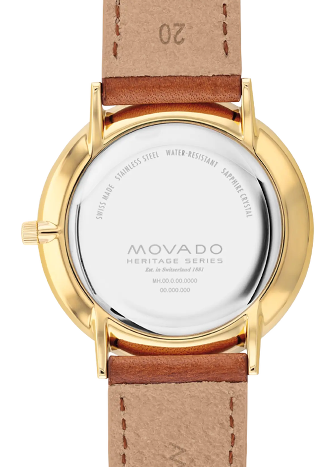 Movado SILHOUETTE 3650154 Tan Leather strap/White with index with index 40mm Unisex Watch