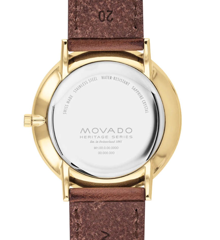 Movado SILHOUETTE 3650131 Tan Leather strap/Navy with Arabic index 40mm Unisex Watch