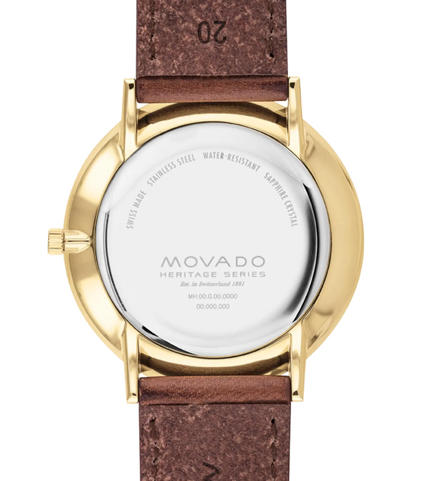 Movado SILHOUETTE 3650131 Tan Leather strap/Navy with Arabic index 40mm Unisex Watch