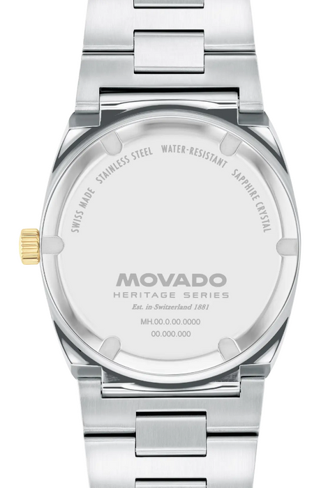 Movado Heritage Series Ondoplan Warm Grey Fluted bezel 36mm Men's Watch 3650216