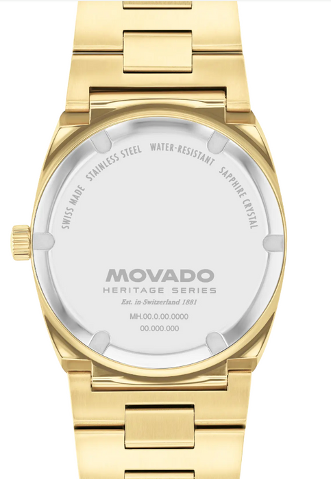 Movado Heritage Series Ondoplan Pale Gold Dial Fluted Bezel 36mm Men's Watch 3650217