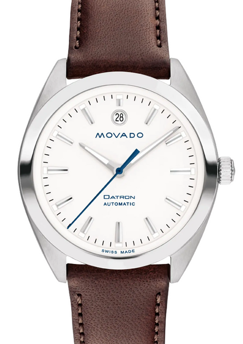 Movado Heritage Series Datron Automatic 3650145 Chocolate Calfskin strap/White with index 40mm Unisex Watch