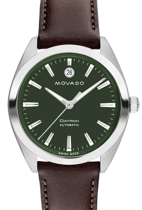 Movado Heritage Series Datron Automatic 3650174 Chocolate Calfskin strap/Green with index 40mm Unisex Watch