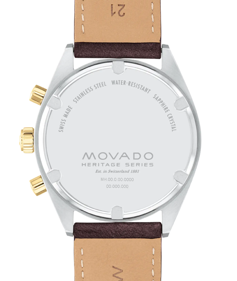 Movado Heritage Series Datron 3650182 Chocolate Calfskin strap/Black with index 41mm Men's Watch