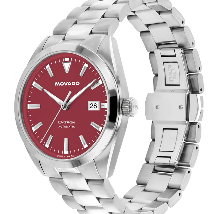 Movado Heritage Series Datron Automatic 3650194 Stainless steel link bracelet/Red Super-LuminNova® with index 40mm Unisex Watch