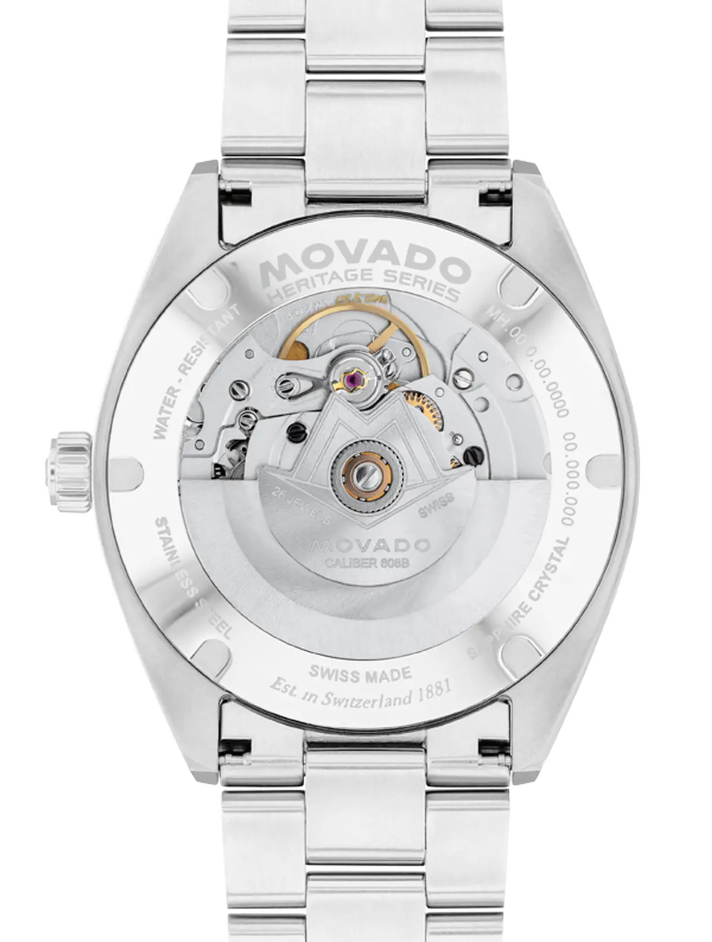 Movado Heritage Series Datron Automatic 3650194 Stainless steel link bracelet/Red Super-LuminNova® with index 40mm Unisex Watch