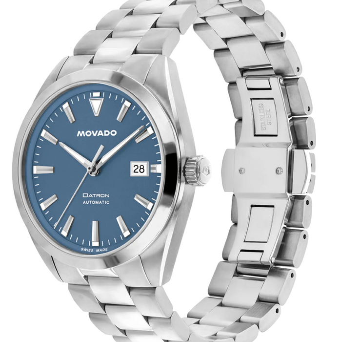 Movado Heritage Series Datron Automatic 3650195 Stainless steel link bracelet/Blue Super-LuminNova® with index 40mm Unisex Watch