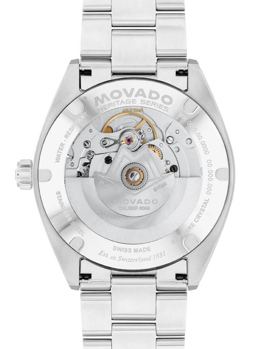 Movado Heritage Series Datron Automatic 3650195 Stainless steel link bracelet/Blue Super-LuminNova® with index 40mm Unisex Watch