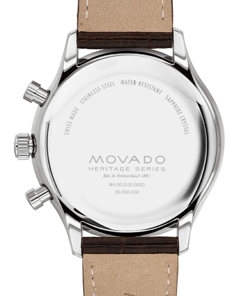 Movado Heritage Series Circa 3650132 Brown leather strap/White with Arabic index 43mm Men's Watch