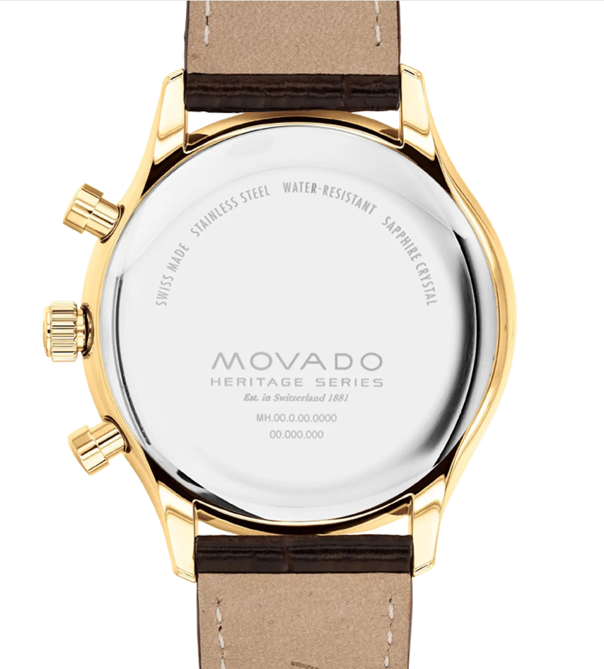 Movado Heritage Series Circa 3650164 Brown leather strap/White with Arabic index 43mm Men's Watch