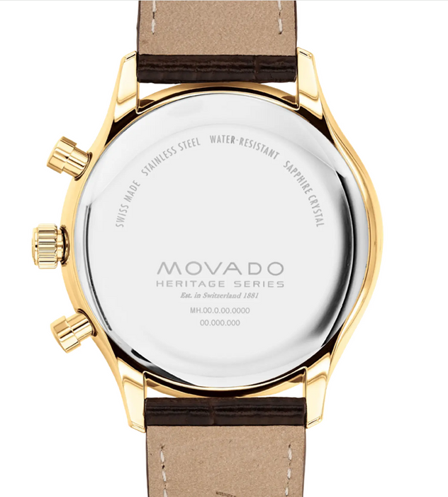 Movado Heritage Series Circa 3650164 Brown leather strap/White with Arabic index 43mm Men's Watch