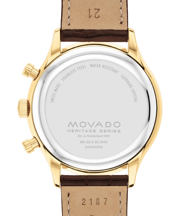 Movado Heritage Series Circa 3650171 Brown leather strap/Blue with Arabic index with index 43mm Men's Watch