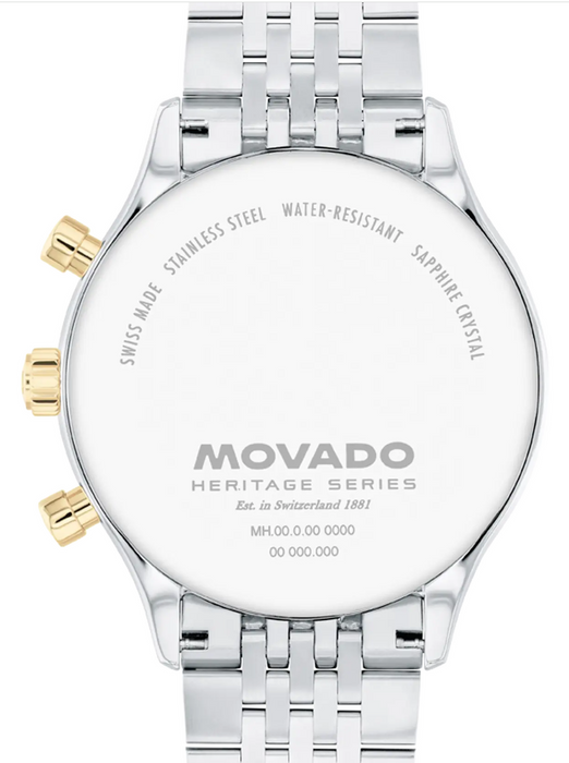 Movado Heritage Series Calendoplan 3650211 Two-tone stainless steel link bracelet/Navy with index 43mm Men's Watch
