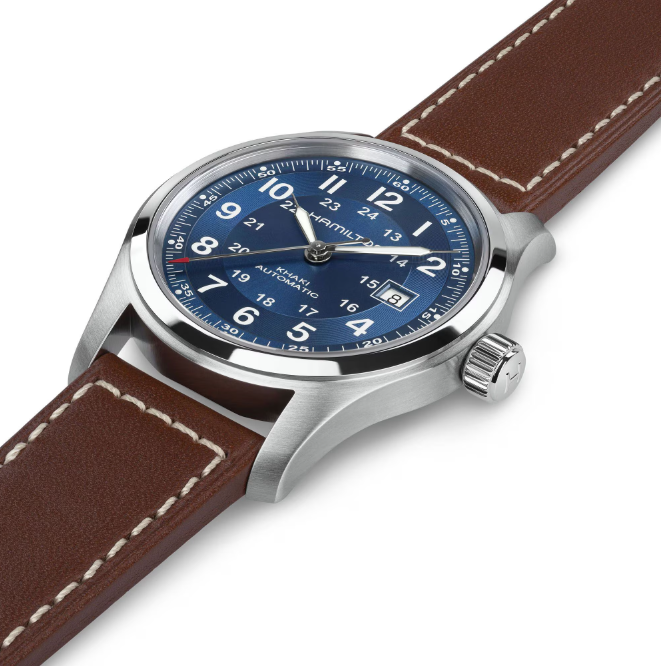 Hamilton Khaki Field Auto 42mm Blue Dial Brown Leather Band Men's Watch H70605540