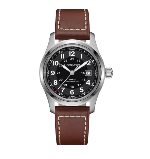 Hamilton Khaki Field Auto Black Dial Brown Leather Men Watch H70555533