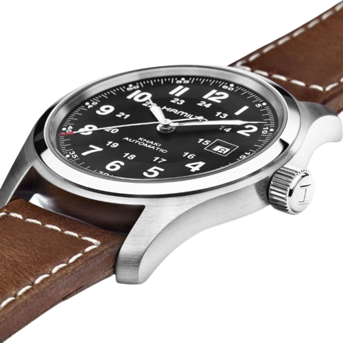 Hamilton Khaki Field Auto Black Dial Brown Leather Men Watch H70555533