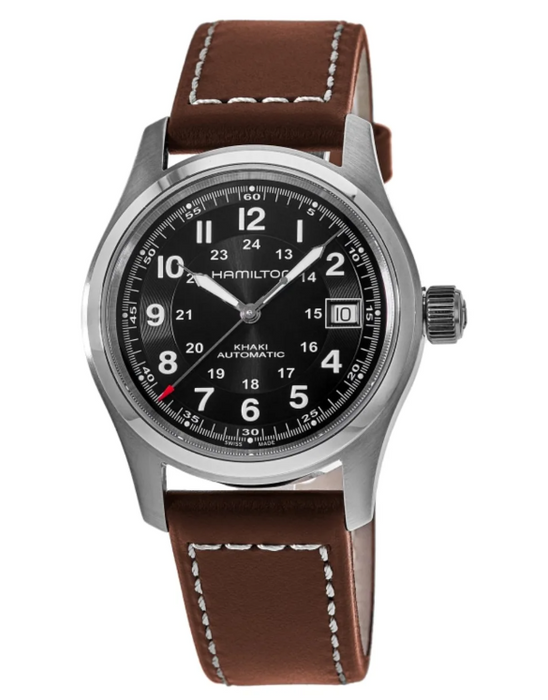 Hamilton Khaki Field Auto Black Dial Leather Men's Watch H70455533