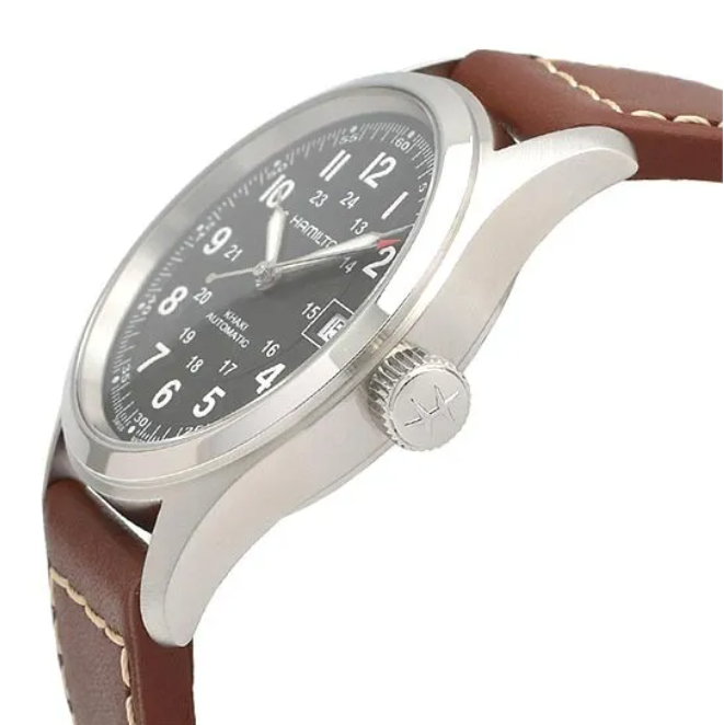 Hamilton Khaki Field Auto Black Dial Leather Men's Watch H70455533