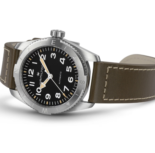 Hamilton Khaki Field Automatic Black Dial Leather Round Men's Watch H70225830