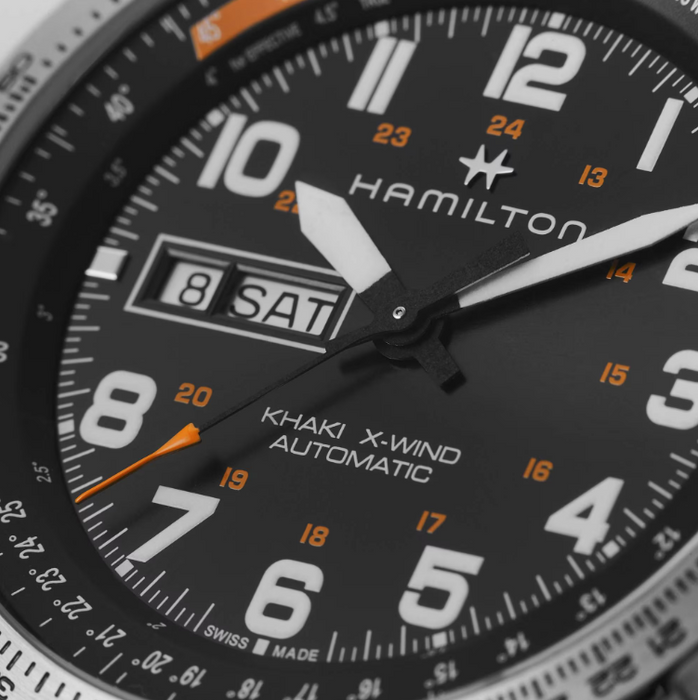 Hamilton Khaki Aviation X-Wind Day Date Auto Black Dial Round Men's Watch H77755133