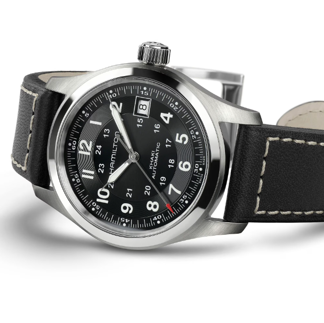Hamilton Khaki Field Automatic Black Dial Leather Strap Men's Watch H70455733