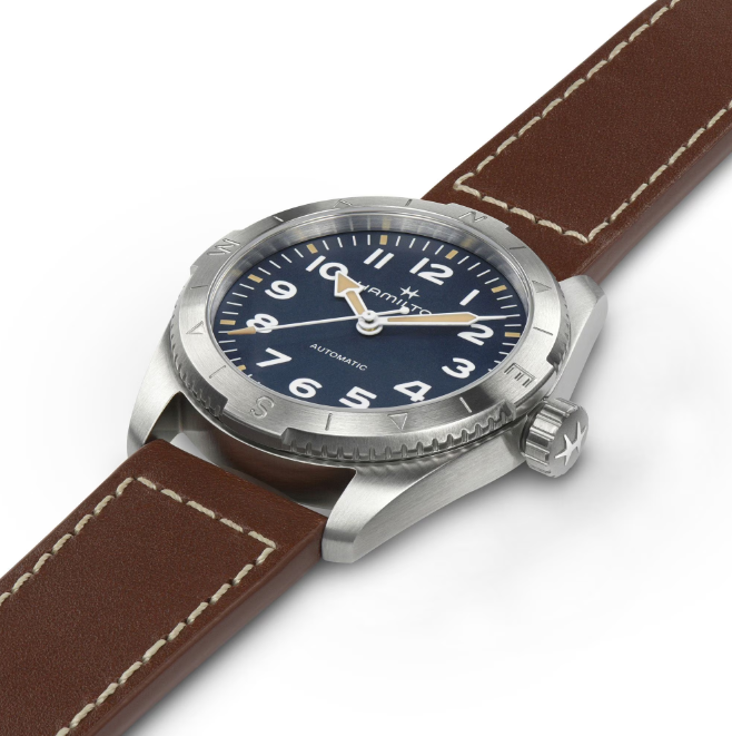 Hamilton Khaki Field Automatic Blue Dial Leather Round Men's Watch H70225540