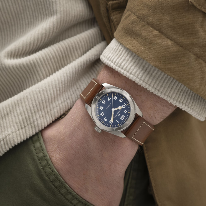 Hamilton Khaki Field Automatic Blue Dial Leather Round Men's Watch H70225540