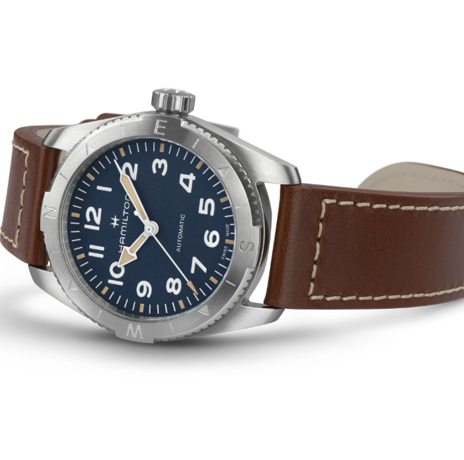 Hamilton Khaki Field Automatic Blue Dial Leather Round Men's Watch H70225540