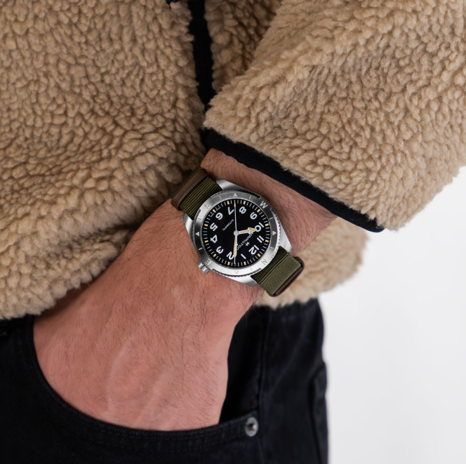 Hamilton KHAKI FIELD EXPEDITION AUTO 41 mm Black Dial Green Textile Men's Watch H70315931