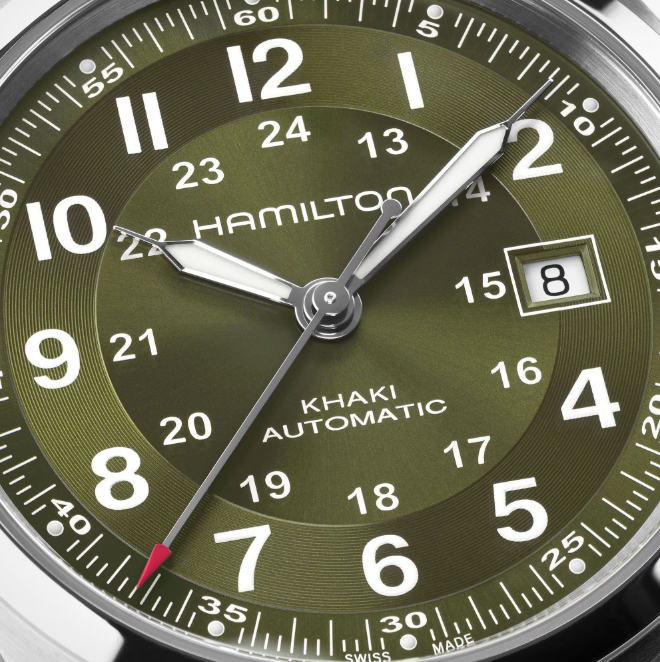 Hamilton Khaki Field Green dial Auto 42mm Stainless steel Men's Watch H70605160.