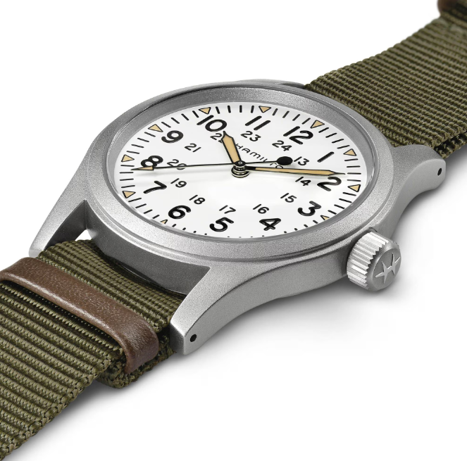 Hamilton Khaki Field Mechnical 38mm White Dial Green Strap Men's Watch H69439411