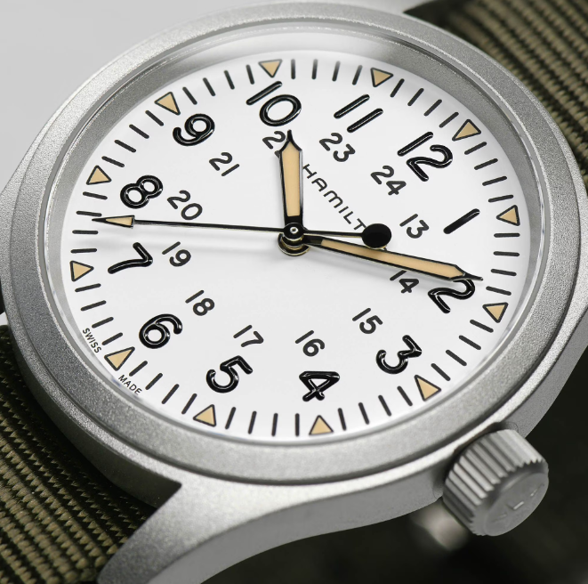 Hamilton Khaki Field Mechnical 38mm White Dial Green Strap Men's Watch H69439411