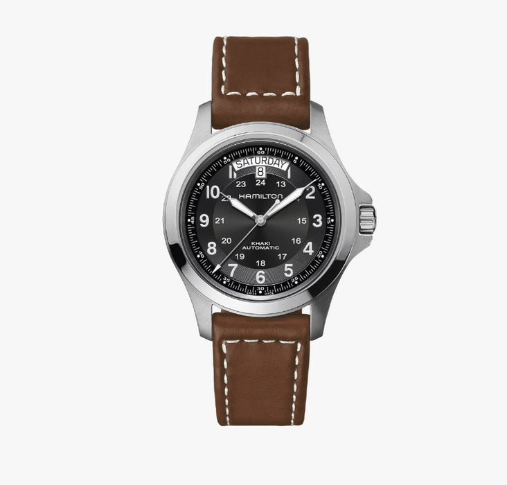 Hamilton Khaki King Black Dial Brown Leather Men's Watch H64455533