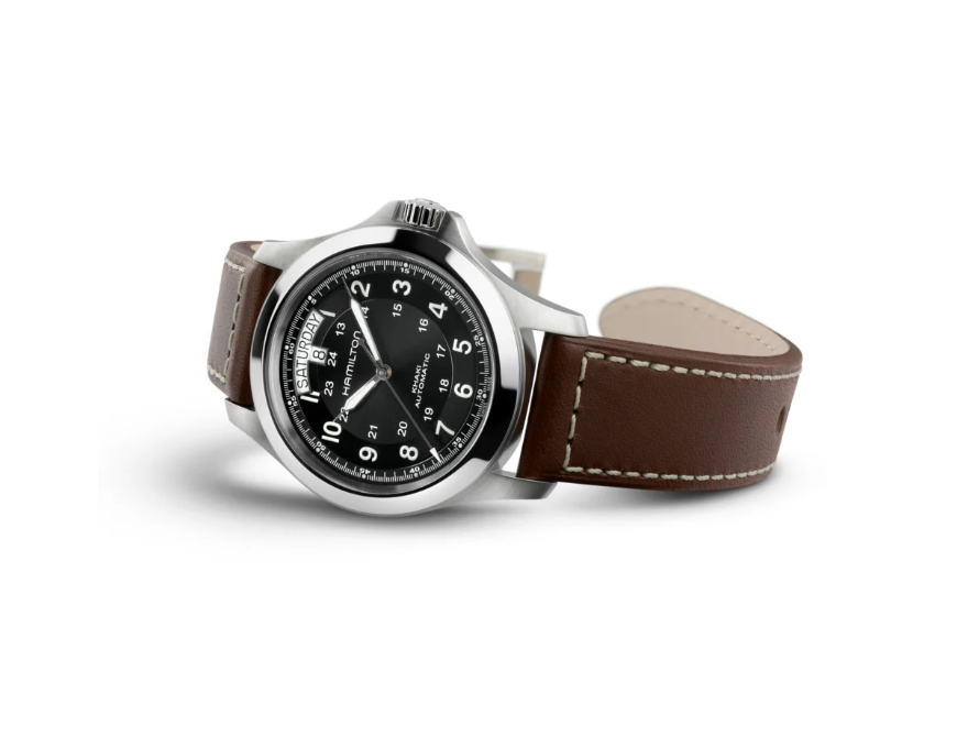 Hamilton Khaki King Black Dial Brown Leather Men's Watch H64455533