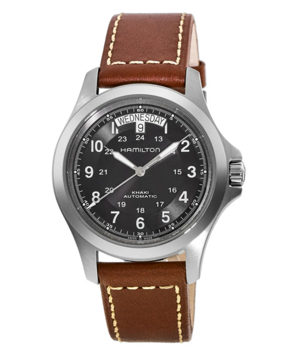 Hamilton Khaki King Black Dial Brown Leather Men's Watch H64455533
