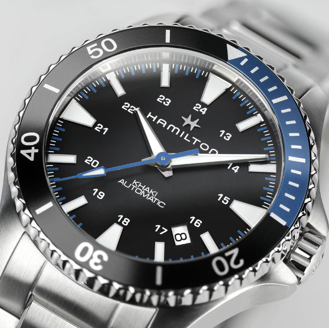 Hamilton Khaki Navy Scuba Auto Batman Bezel Black Dial Men's Watch H82315131