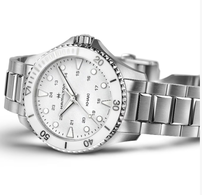 Hamilton Khaki Navy Scuba Quartz White Dial Women's Watch H82221110