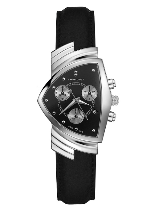 Hamilton Ventura Chrono Quartz Stainless Steel Black Dial Men's Watch H24412732
