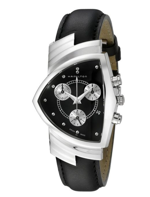 Hamilton Ventura Chrono Quartz Stainless Steel Black Dial Men's Watch H24412732