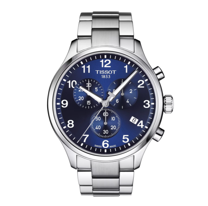 Tissot Chrono XL Classic Blue Dial Grey Strap sporty and elegant chronograph Men's Watch T1166171104701