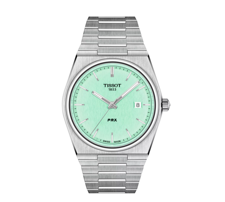 Tissot PRX Quartz Light Green Dial Grey Strap Men's Watch T1374101109101