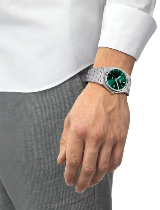 Tissot PRX Quartz Stainless Steel Bracelet Green Dial Men's Watch T1374101109100