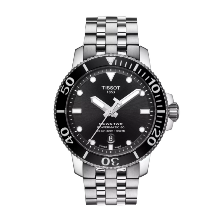 Tissot Seastar 1000 Powermatic80 Black Dial Men's Watch T1204071105100