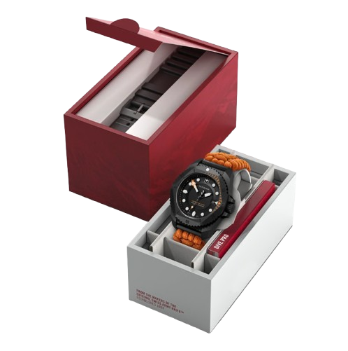 Victorinox Dive Pro Quartz Black Titanium Orange Paracord Men's Watch 242069.1