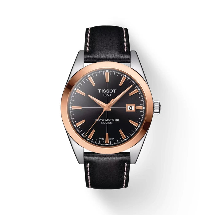 Tissot Gentleman Gold Bezel 40Mm T9274074605100 Sunray satinated black Men's Watch_1