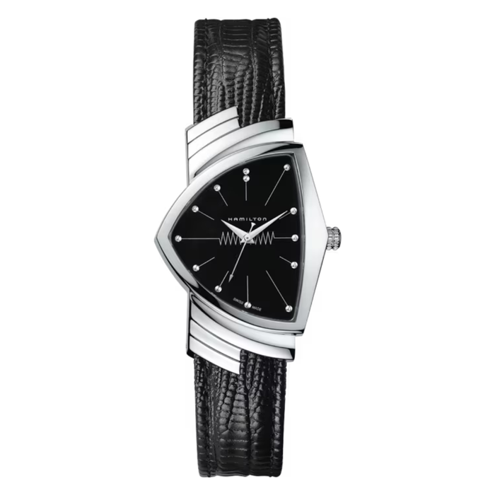Hamilton Ventura Quartz Black Dial Leather Men's Watch H24411732