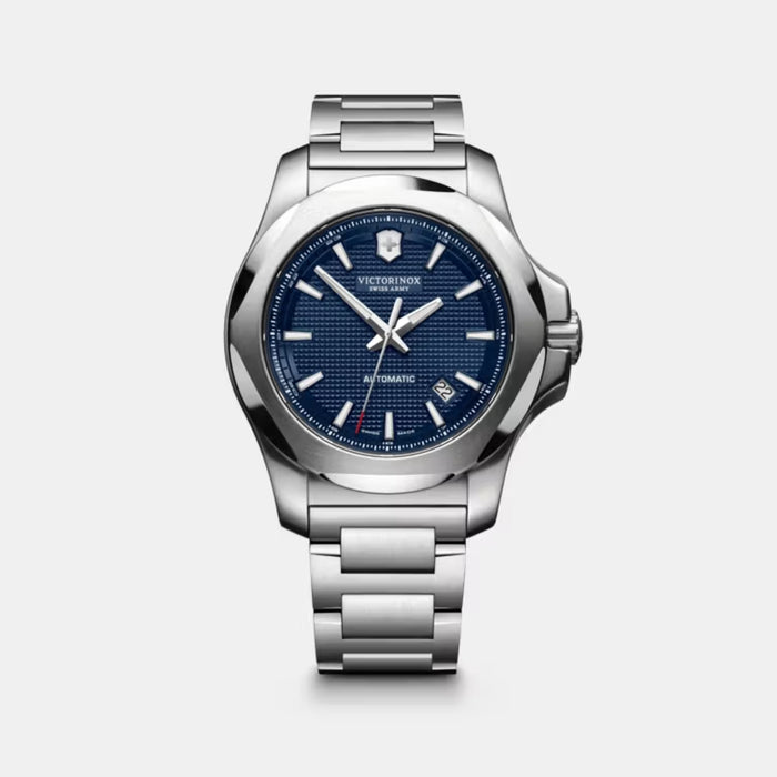 Victorinox I.N.O.X. Mechanical Guilloché Blue Dial With Silver Bracelet Men's Watch 241835