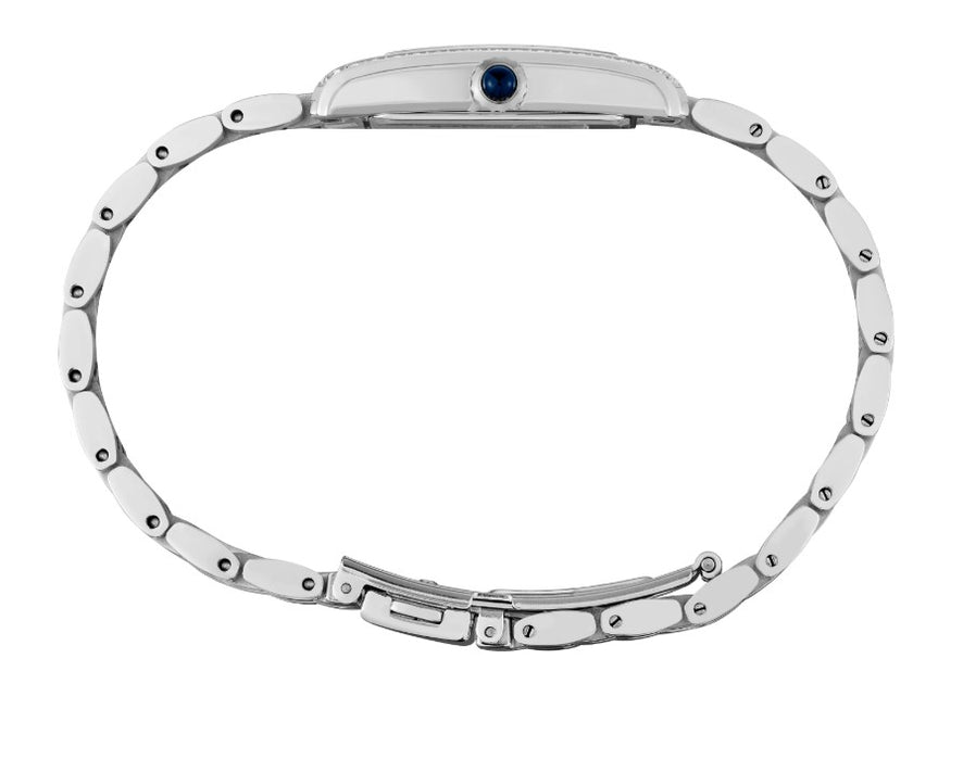 Seiko Essentials Rectangular Silver Dial with Crystals Stainless Steel Women's Watch SWR091