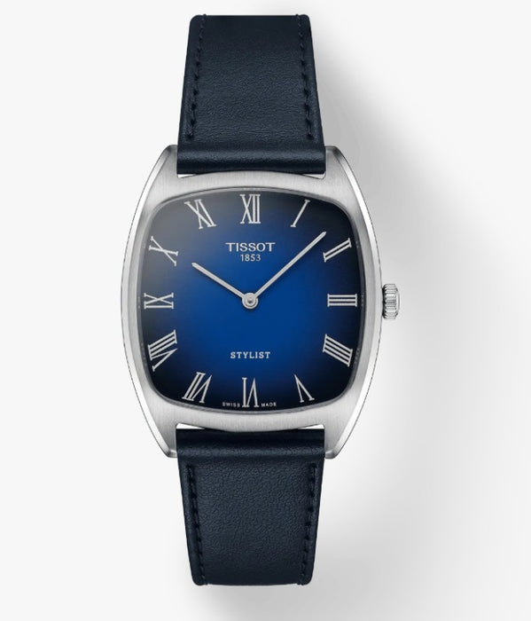 Tissot Stylist Graded blue-black Dial Blue Leather Belt Women's Watch T1599091604300